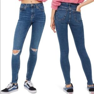 Blue Denim Jamie High Waist Ripped Skinny Jeans